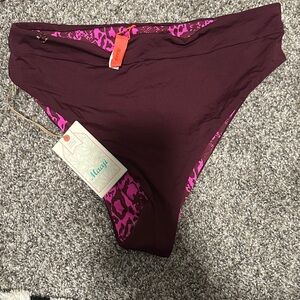 Maaji Burgundy and Pink Bikini Bottom